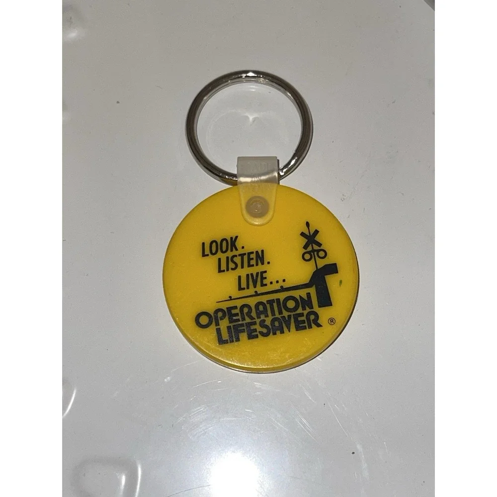 Vintage RR‎ RAILROAD CROSSING Keychain OPERATION LIFESAVER Key Ring Bundle Of 3